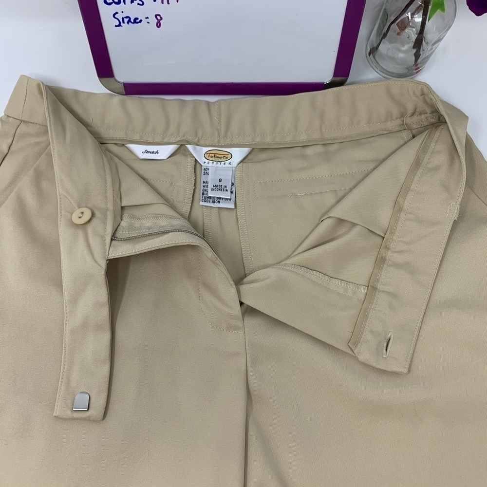 Talbots Women’s Beige Chino Bermuda Shorts Size 8P High Rise Flat Front Stretch - Picture 7 of 11